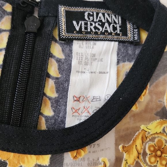 Vintage Gianni Versace Couture 1994 Baroque Print Sheer Mesh Illusion Bodysuit - Picture 13 of 13